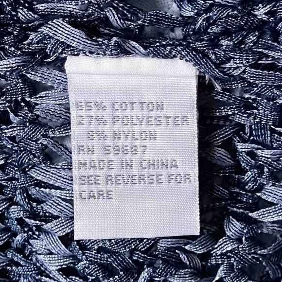 Curio New York Open Weave Long Sleeve Sweater Size M Blue Gray Asymmetrical Boho - Picture 5 of 8